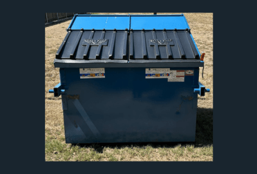 Blue Recycle Trash Can with Recycle Sticker displaying recycle items
